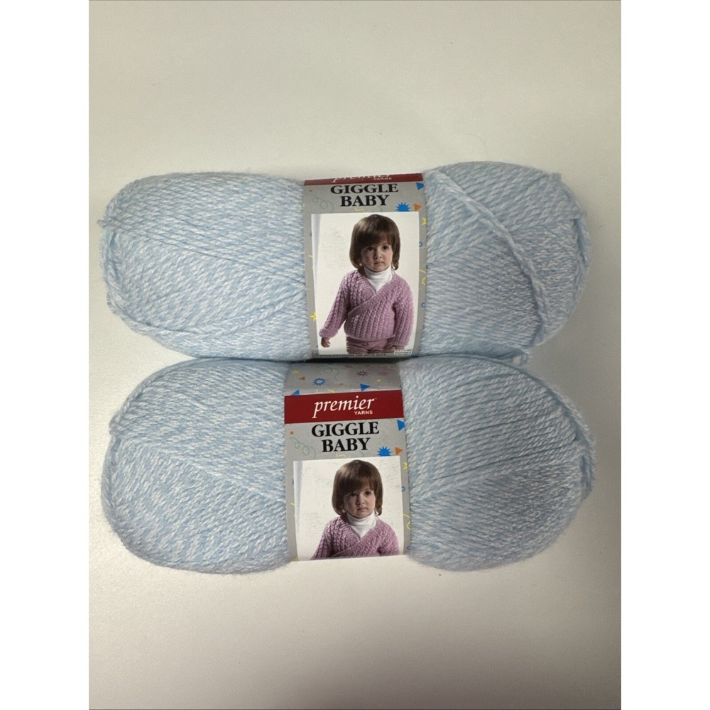 2 - Premier Yarns - Acrylic - Lot 7/1617 - Color 22-102 - Light‎ Blue / White
